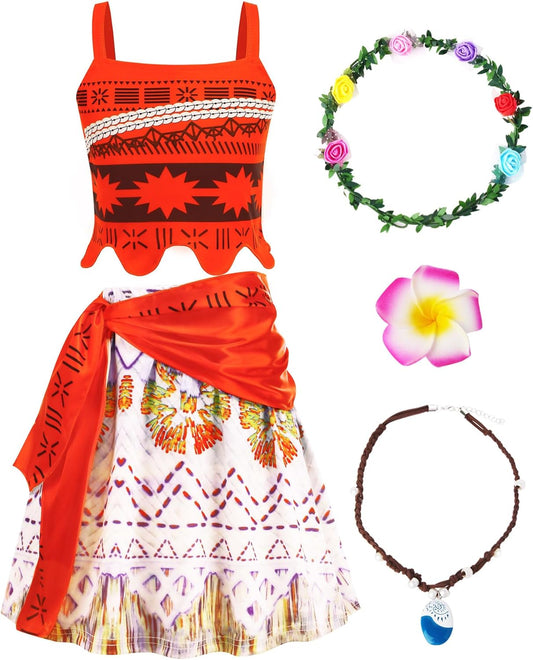 Princess Costume Dress for Girls,Two-Pieces Crop Top Skirt Birthday Outfits Halloween Dress up for Kids