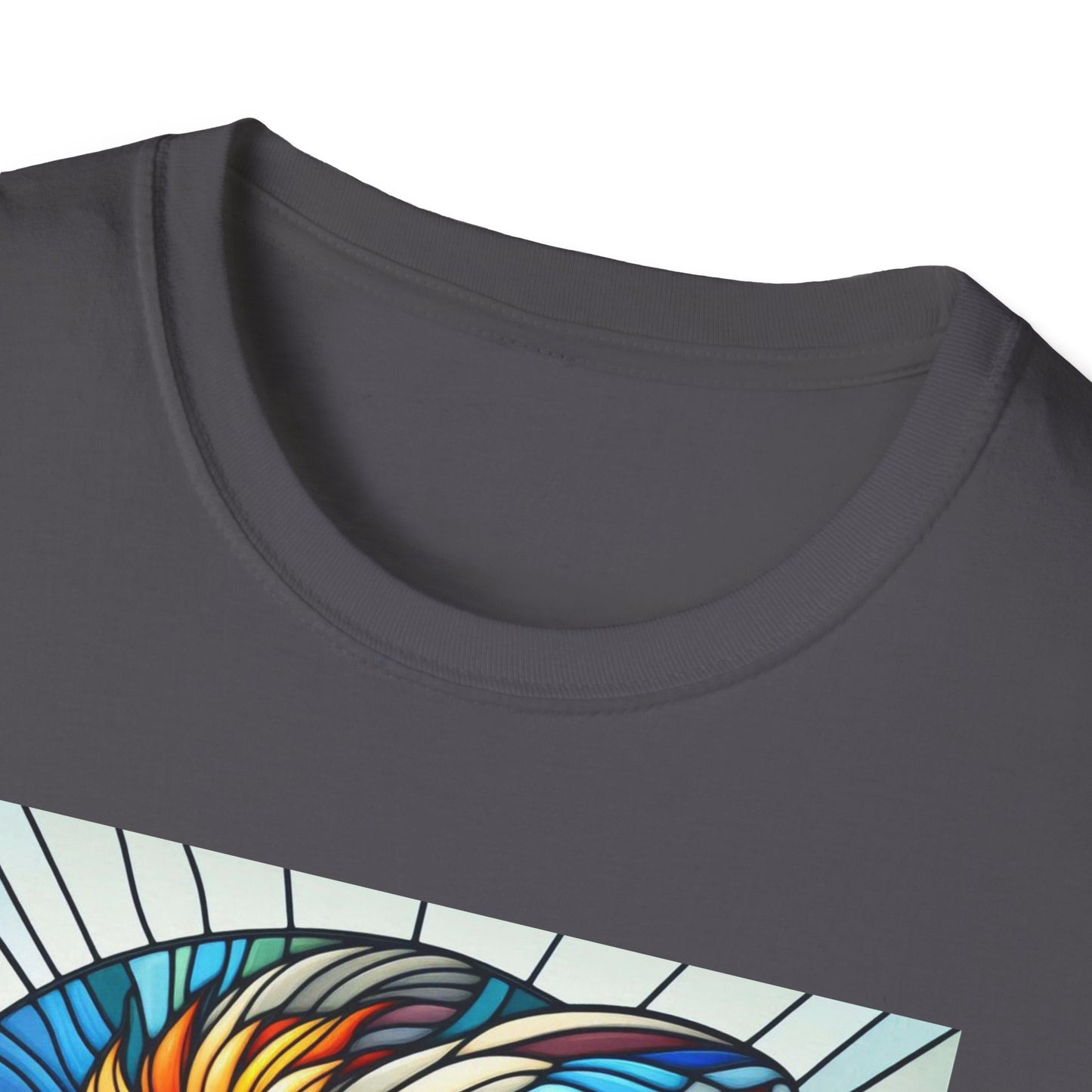 Lionhead Rabbit Animal Stained Glass Design Unisex Softstyle T-Shirt