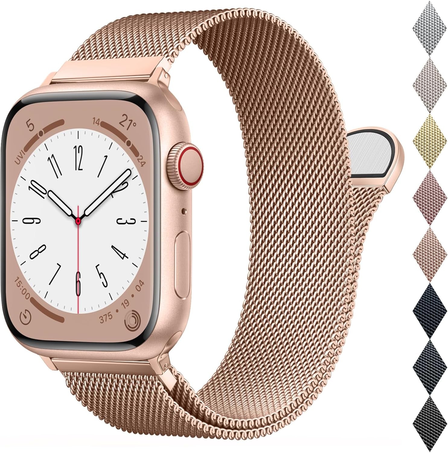 Mesh Metal Loop Compatible with Apple Watch Band 40Mm 41Mm 38Mm 44Mm 45Mm 49Mm Series Ultra SE 9 8 7 6 5 4 3 2 1 Women Men, Stainless Steel Strap with Magnetic Clasp for Iwatch Bands