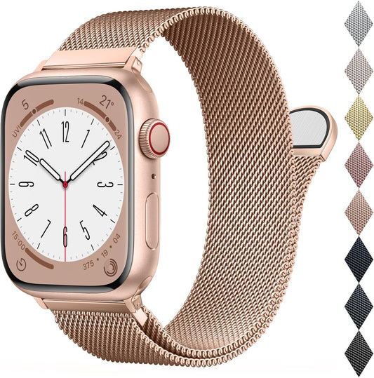 Mesh Metal Loop Compatible with Apple Watch Band 40Mm 41Mm 38Mm 44Mm 45Mm 49Mm Series Ultra SE 9 8 7 6 5 4 3 2 1 Women Men, Stainless Steel Strap with Magnetic Clasp for Iwatch Bands