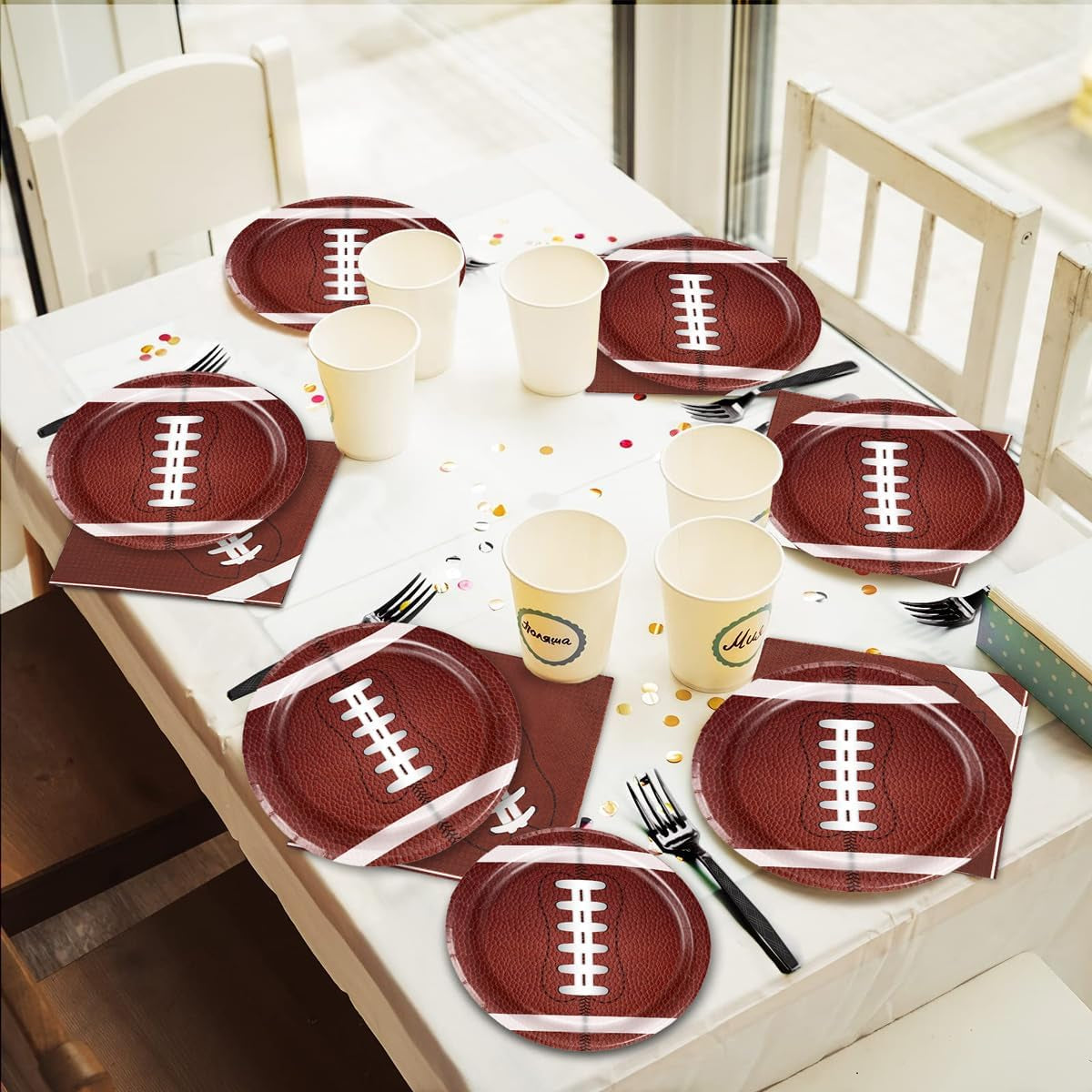 50PCS Football Party Paper Plates, Disposable Football Plates, Perfect for Super Bowl Game Day Birthday Party Supplies Decorations