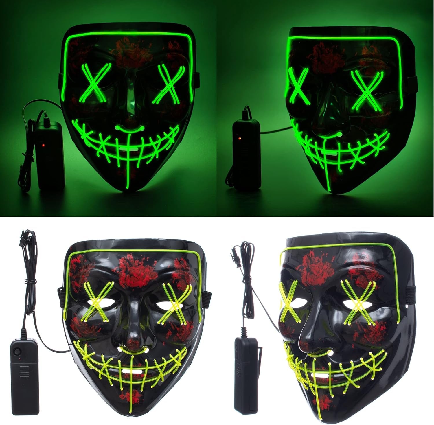 Kids Full Length Hooded Velvet Cloak Halloween Cape Costumes with LED Light up Scary Mask