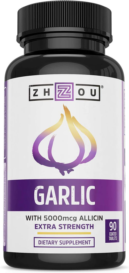 Nutrition Garlic Supplement with Allicin, Extra Strength 5000Mcg Allicin per Serving, Support Immune System, Blood Pressure and Cholesterol Health, 90 Servings TLBH