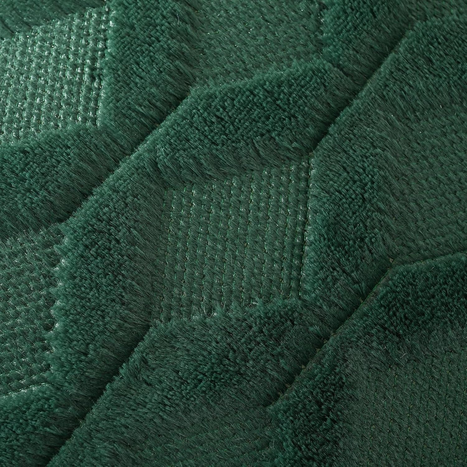 Pack of 2 Faux Wool Throw Pillow Covers 20X20 Inches Decorative Farmhouse Velvet Couch Pillow Case Soft Plush Square Boho Cushion Pillowcase, Dark Green