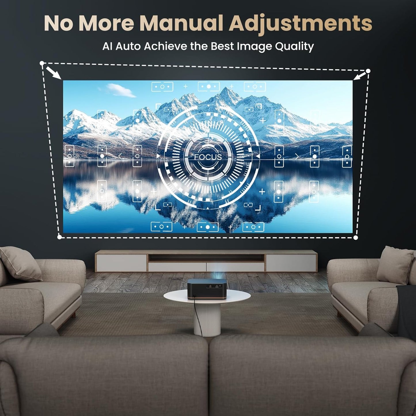 [1000 Ansi/Auto Focus] 4K Home Theater Projector with Wifi 6 and Bluetooth 5.2,  300'' Movie Projector for Indoor/Outdoor, Smart Proyector Compatible with Phone/Tv Stick/Pc/Ps5