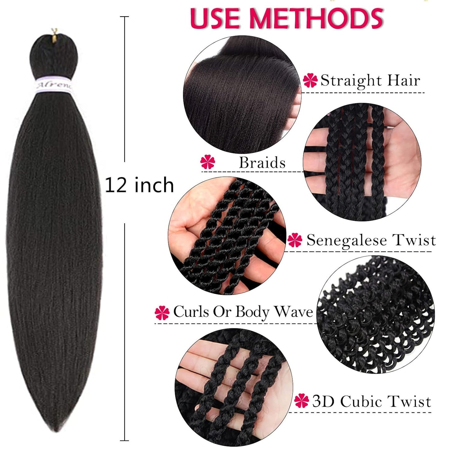 Pre Stretched Braiding Hair Long Braid 12 Inch 8 Packs Professional Braiding Hair Extensions Synthetic Crochet Twist Braids (12 Inch, 4#)