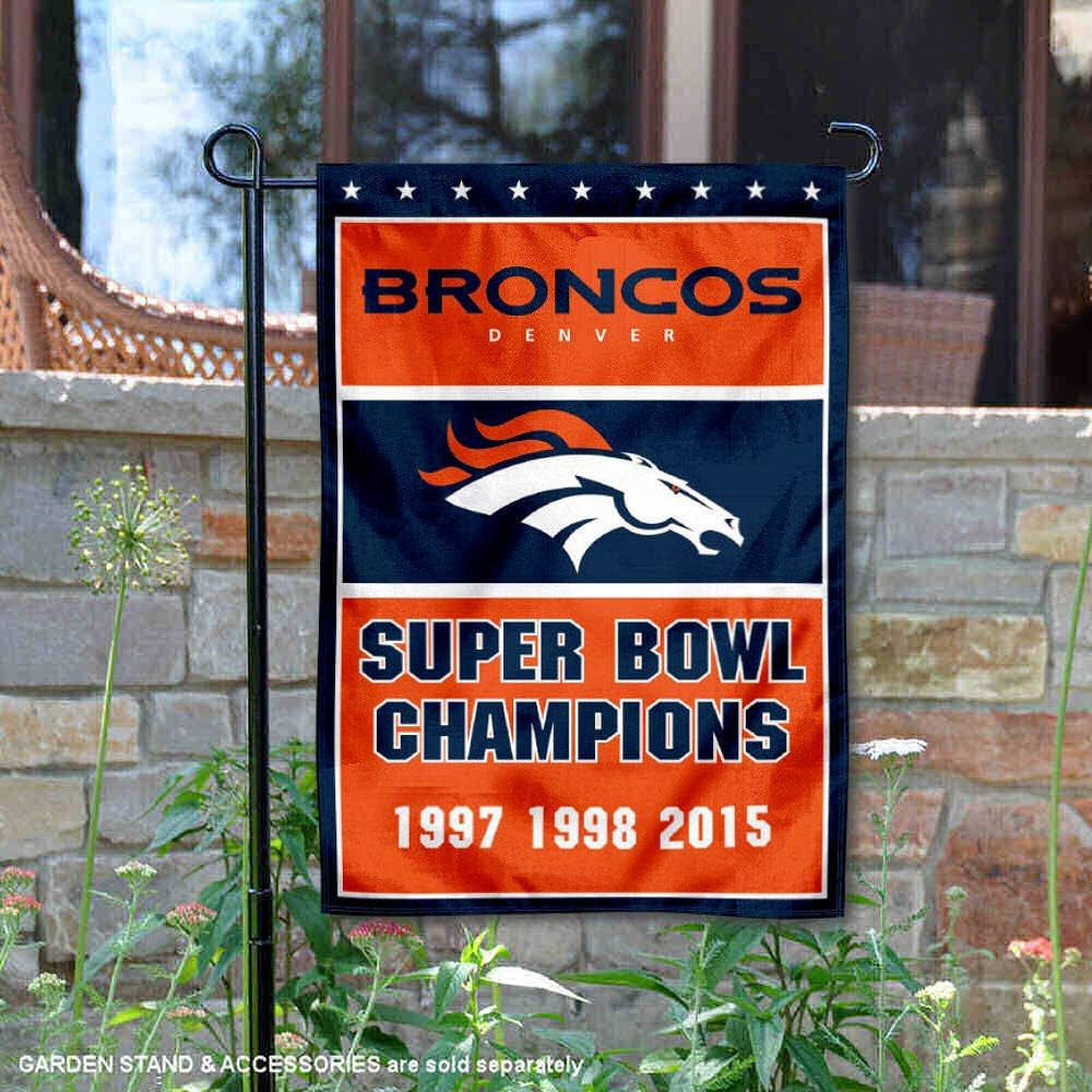 Denver Broncos 3 Time Super Bowl Champions Double Sided Garden Flag