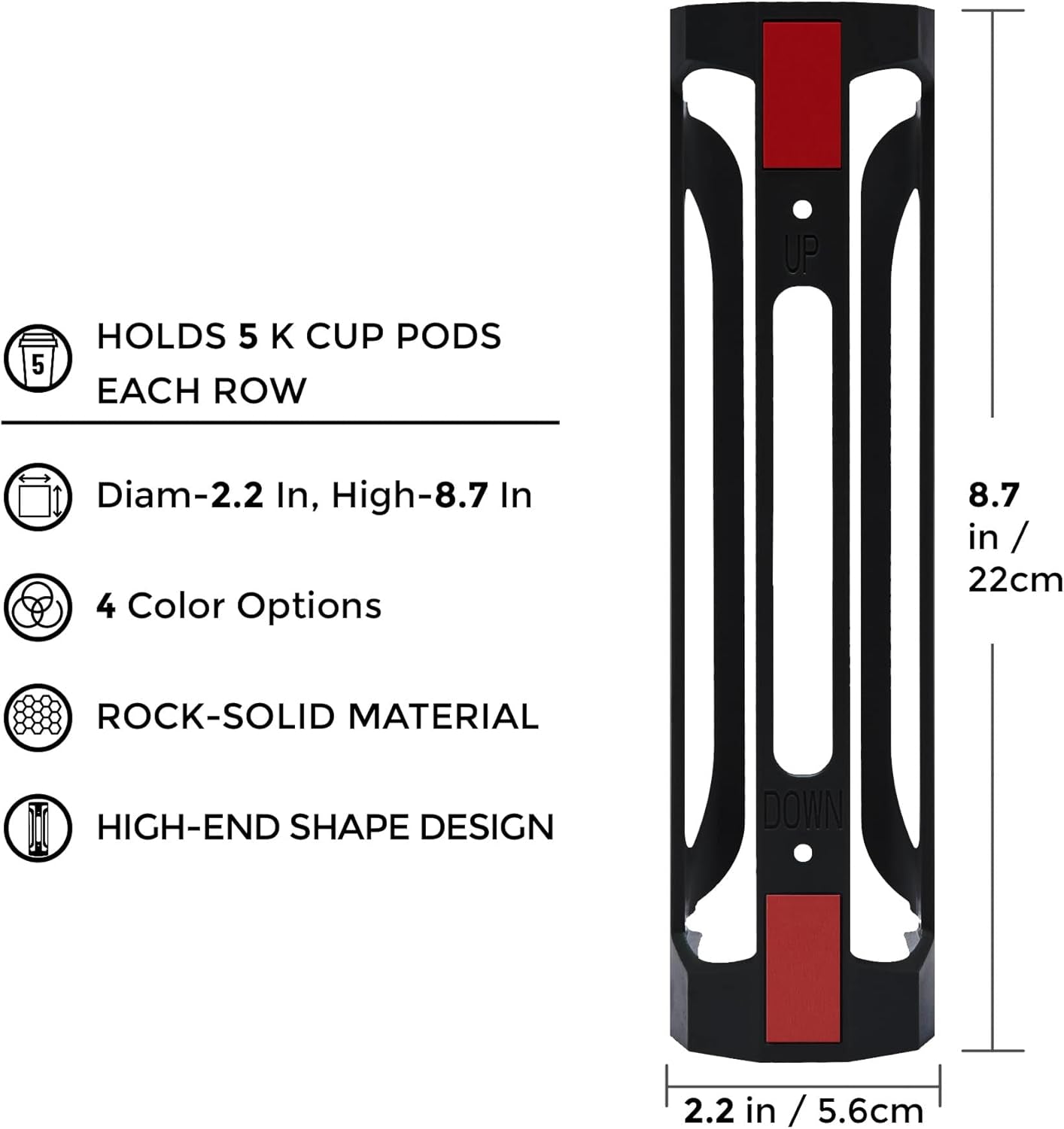 K Cup Holder for Keurig: Coffee Pod Holder for Counter Small Space - Kcup Holders for Wall Mount (2, Black)