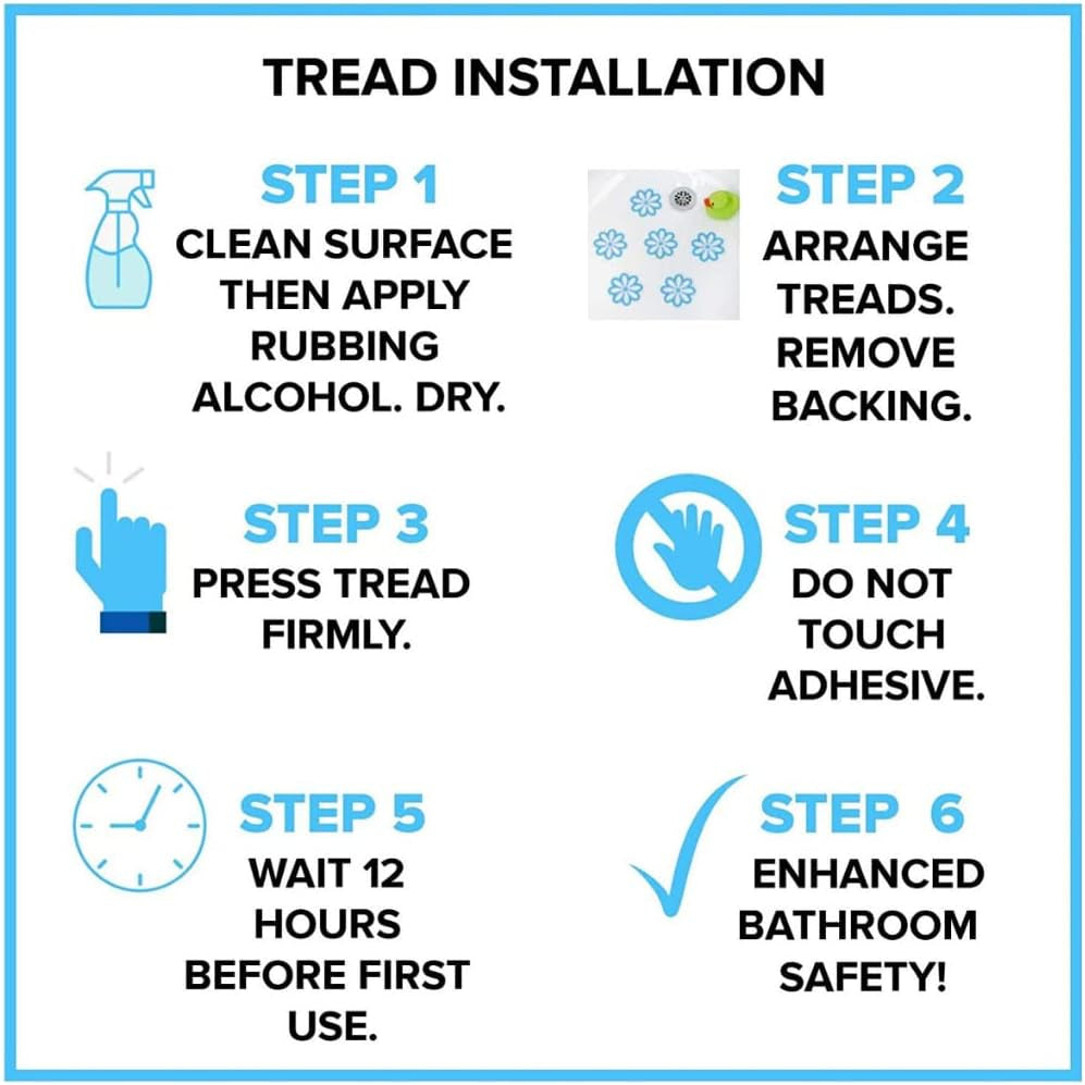 Microban-Infused Non-Slip Adhesive Safety Treads | Anti-Slip Bathroom Accessories - Bathtub, Shower, Pool, Boat, & Stair Tread Stickers | 7.5"X.75" Power Grip Strips | 12 Pieces, Clear