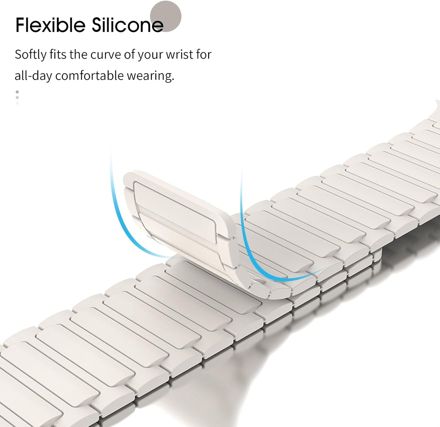 Magnetic Band Compatible with Apple Watch Series 10 9 8 7 6 5 4 3 2 1 SE, Strong Magnet Link Sporty Wristband Strap for Iwatch 38/40/41Mm, Silicone Replacement Straps for Men Women, Starlight