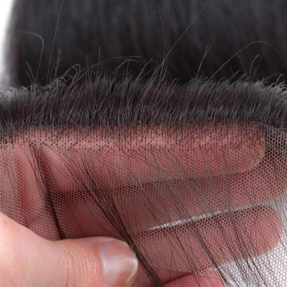 Straight Lace Closure 4X4 Free Part Closure 100% Brazilian Virgin Human Hair Lace Closure Straight Hair Weave with Baby Hair Natural Black Color(10Inch)