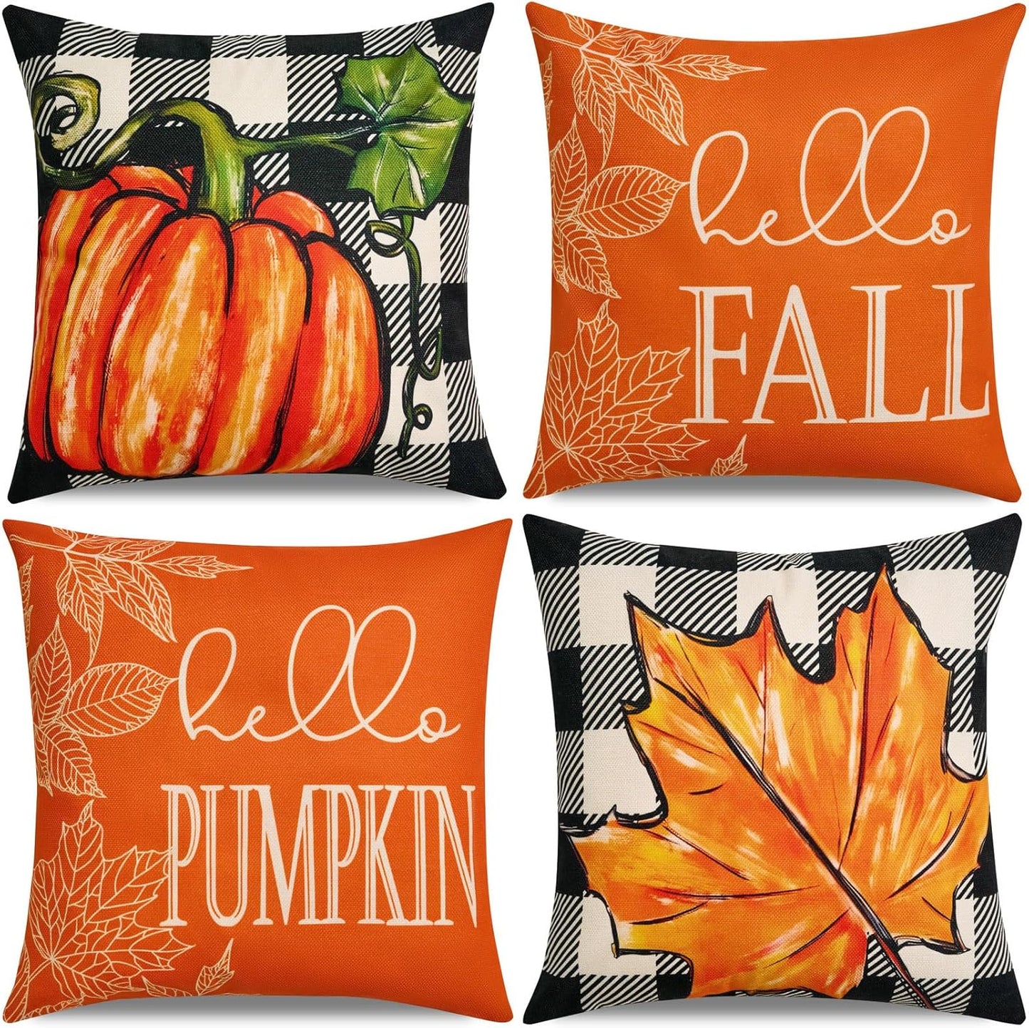 St Patricks Day Decor-Throw Pillow Covers 18X18 in Set of 4,Shamrock Linen Pillow Case with Green Hat Irish for Large Couch Sofa Home Indoor Outdoor Holiday Decorations