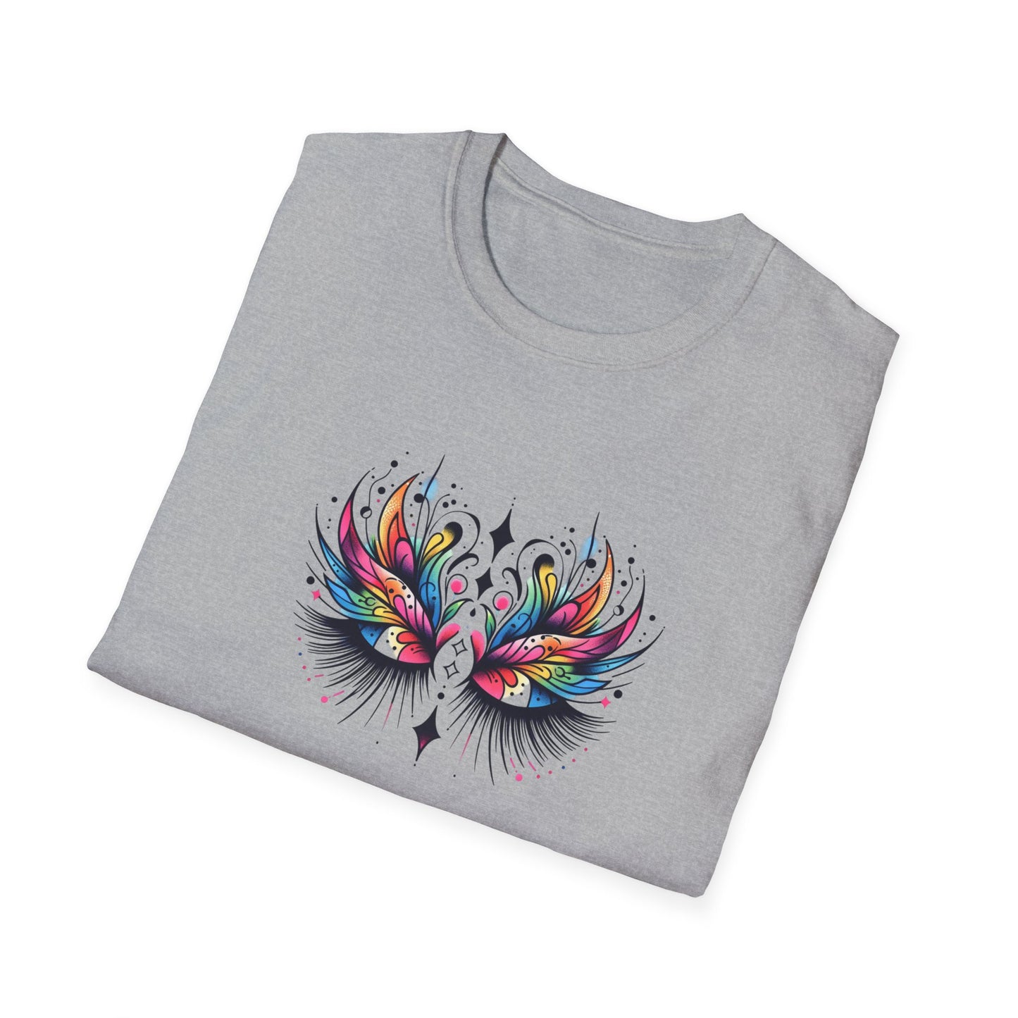 Colorful Boho LASHES Peacock Unisex Softstyle T-Shirt