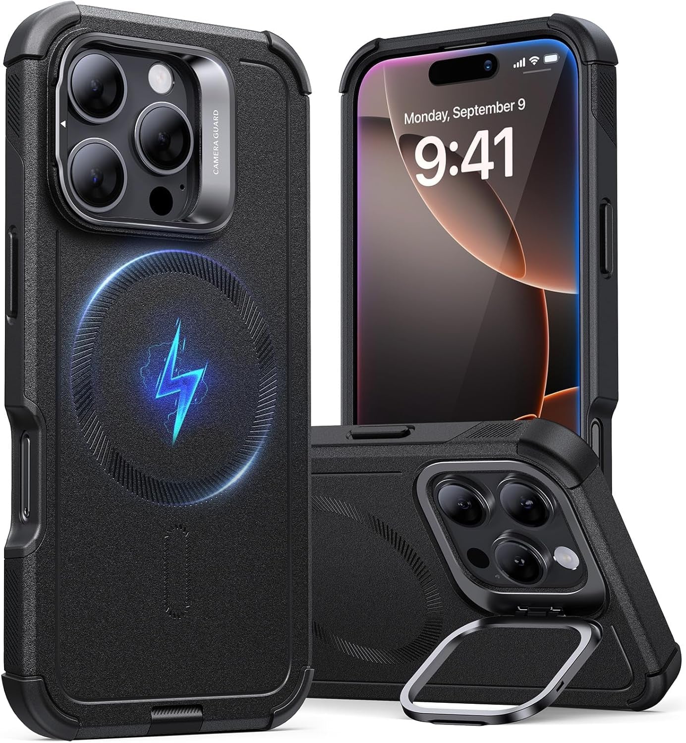 for Iphone 16E Case, 23 Ft Military-Grade Drop Protection, Heavy Duty Magnetic Phone Case, Compatible with Magsafe Accessories, Cyber Series, Black