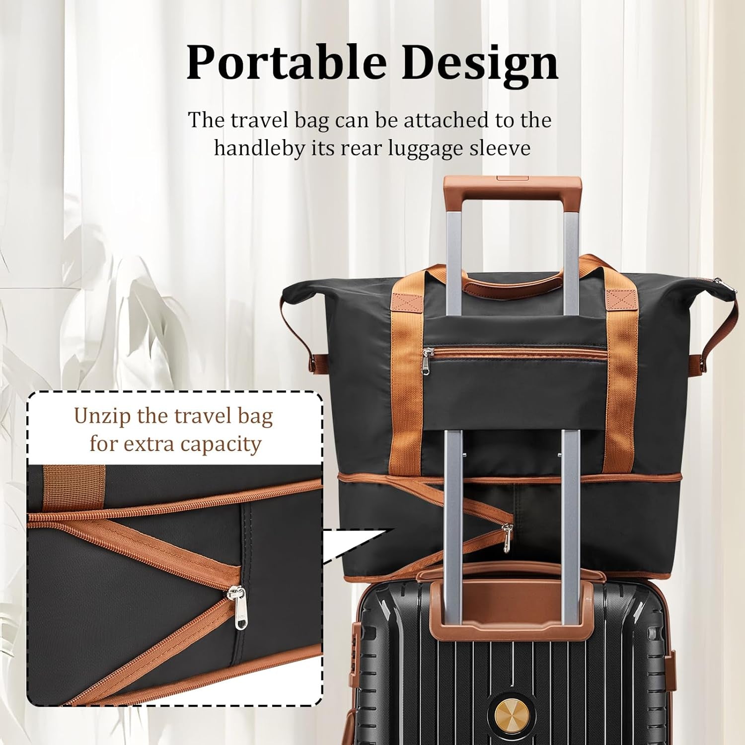 Luggage Sets 5 Piece Suitcase Set, PP Hardshell Carry on Suitcase Set, Travel Suitcases with Double Spinner Wheels and TSA Lock, Black Brown
