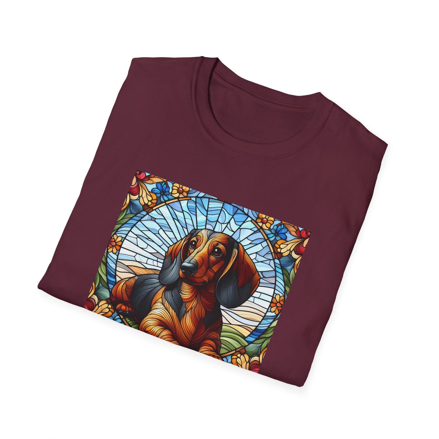 Dachshund Stained Glass Unisex Softstyle T-Shirt