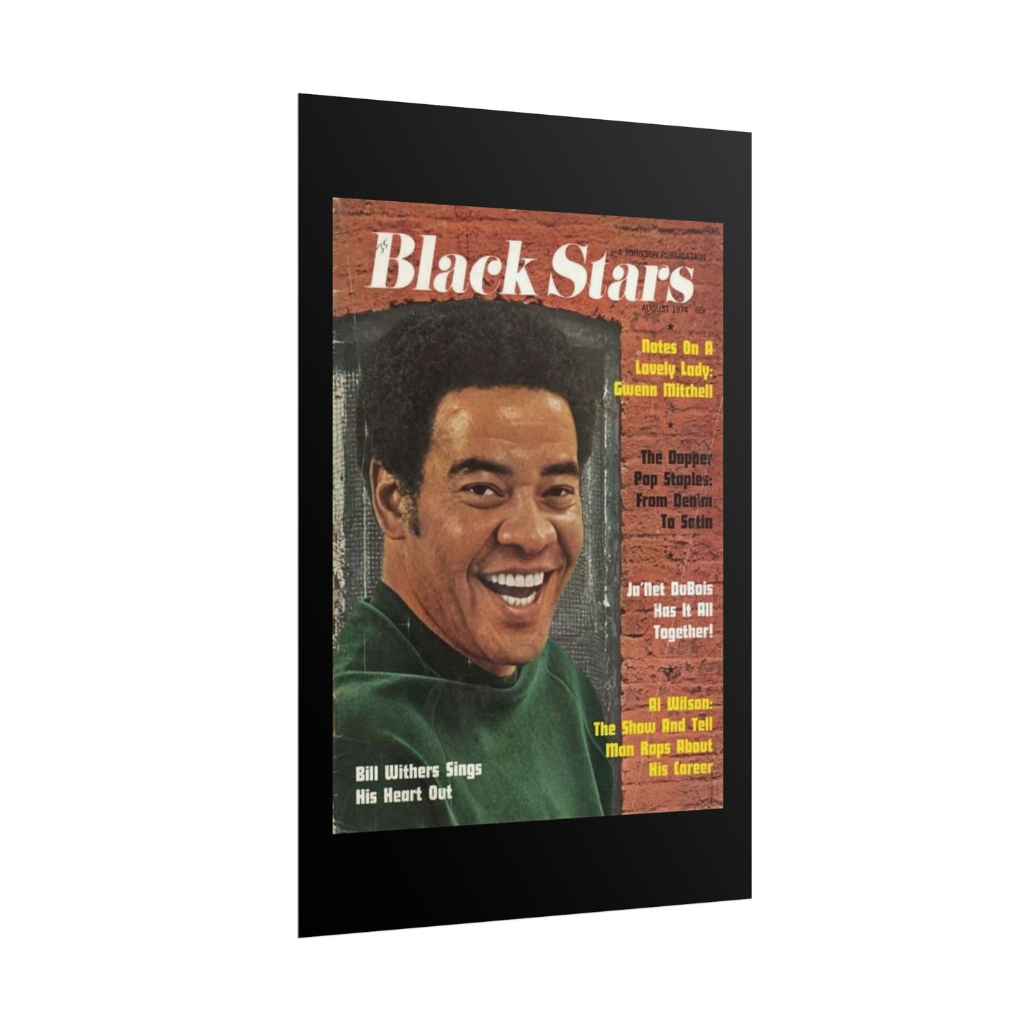 Vintage Music Rolled Posters - Bill Withers, August 1974 Design