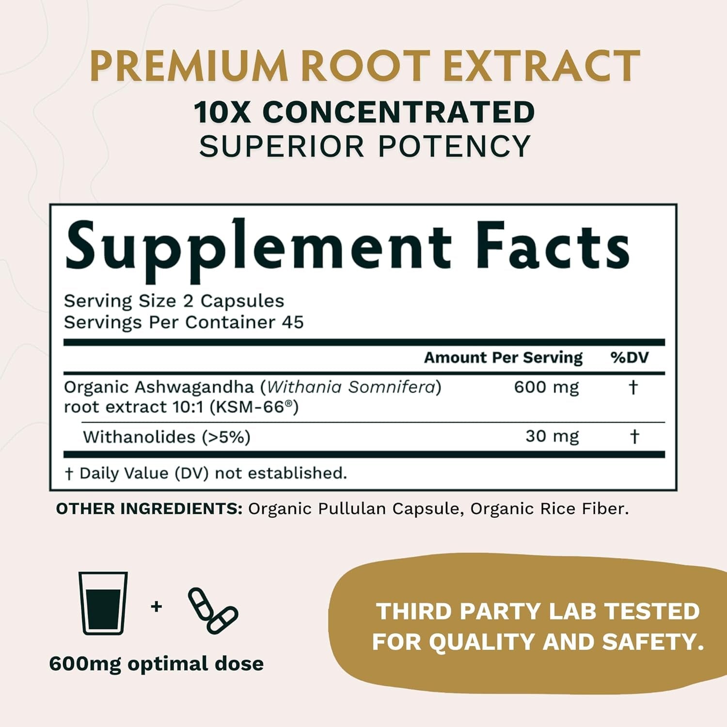 Ashwagandha KSM 66 Pure Organic Root Powder Extract Ayurvedic Supplement - Focus Mood Support Increase Energy Strength 600Mg of Natural KSM66 for Superior Absorption - 90 Capsules TLBH