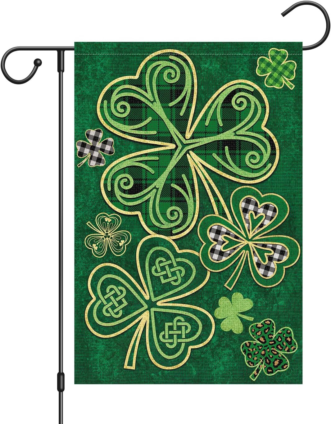 Welcome St. Patrick'S Day Garden Flag 12X18 Double Sided Vertical, Burlap Spring Small Lucky Shamrock Clover Yard Banner Sign Buffalo Plaid Home outside Outdoor Decor