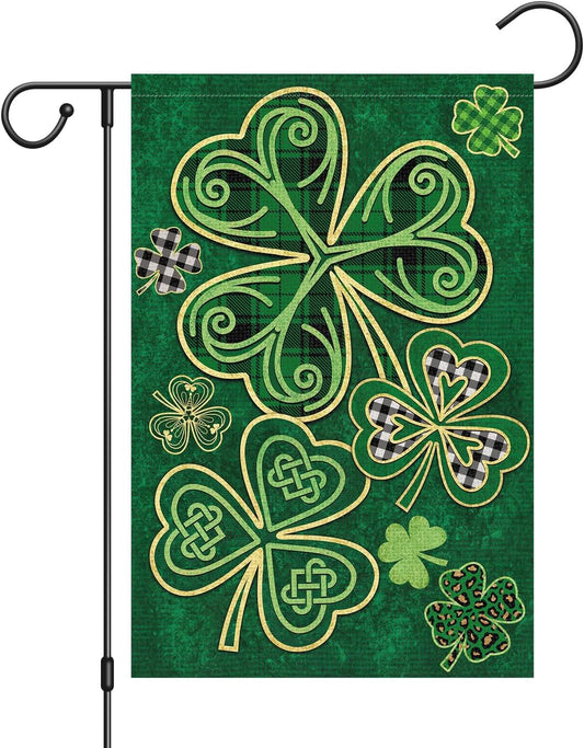 Welcome St. Patrick'S Day Garden Flag 12X18 Double Sided Vertical, Burlap Spring Small Lucky Shamrock Clover Yard Banner Sign Buffalo Plaid Home outside Outdoor Decor