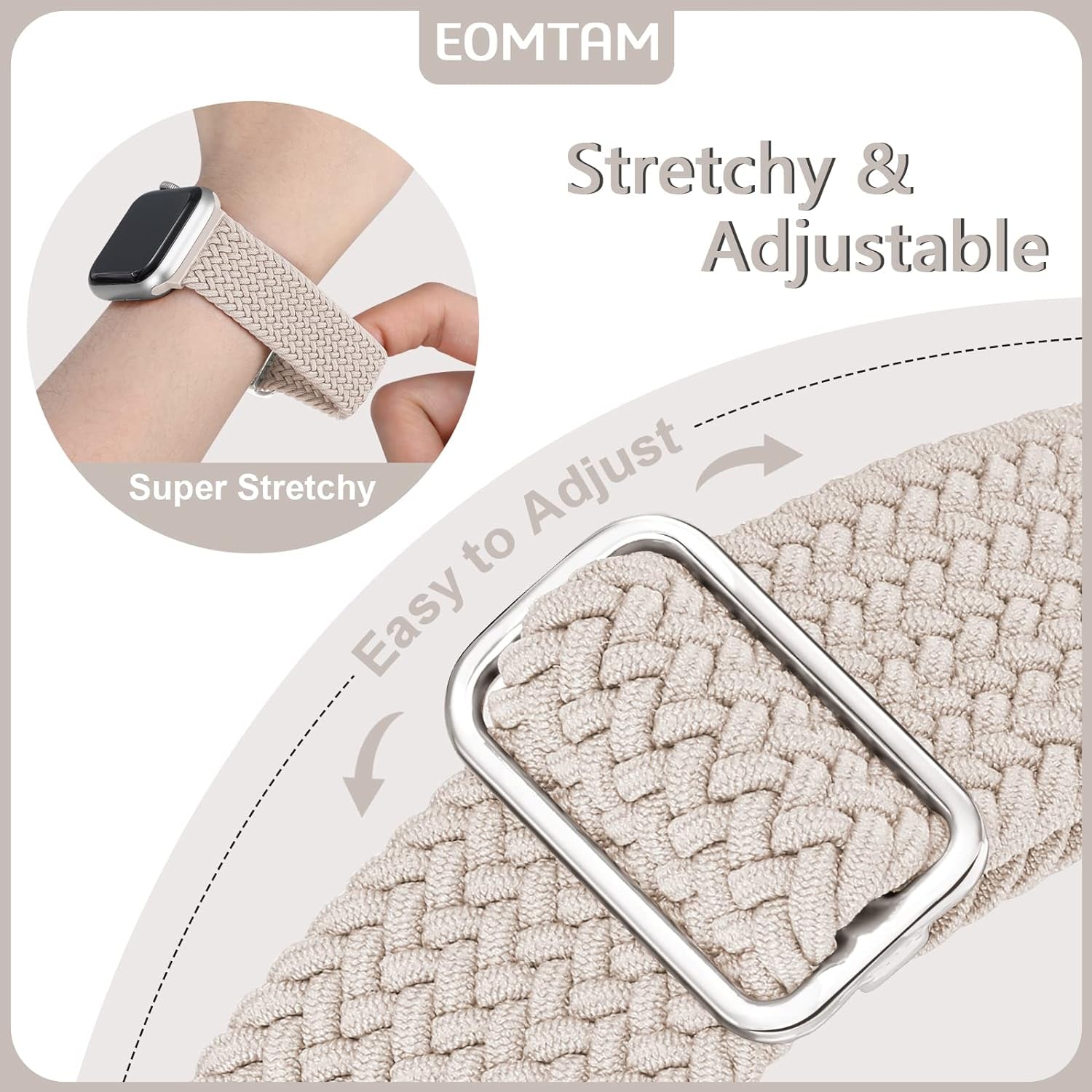 5 Pack Braided Stretchy Adjustable Straps Compatible for Apple Watch Ultra 2/1 Band 38Mm 40Mm 41Mm 42Mm 44Mm 45Mm 49Mm for Women Men ,Sport Elastic Nylon Cloth Wristbands for Iwatch Series 9 8