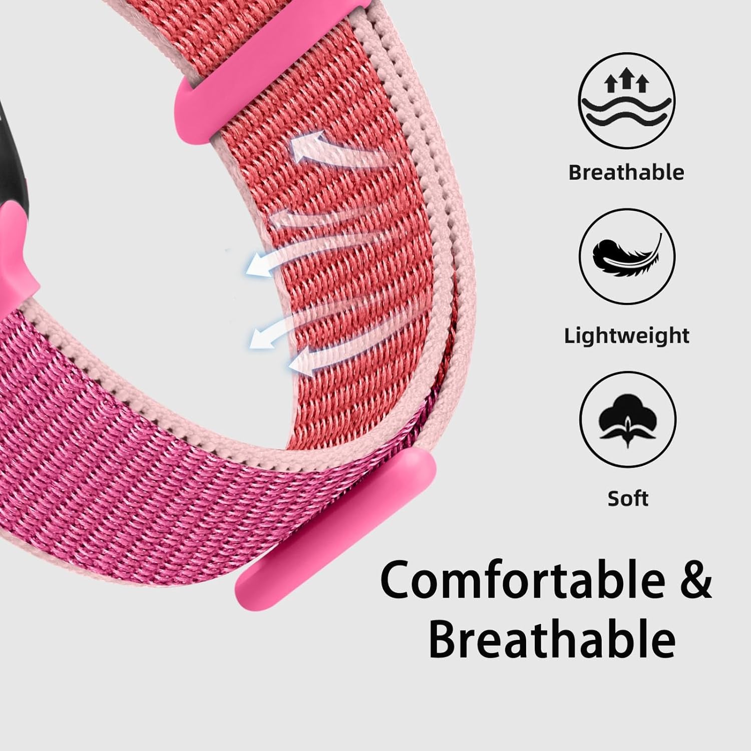 Soft and Breathable Sport Nylon Loop Strap Compatible with Apple Watch Bands 38MM 40MM 41MM 42MM 44MM 45MM 49MM, Women Men Adjustable Straps Compatible with Iwatch Series SE 9/8/7/6/5/4/ Ultra