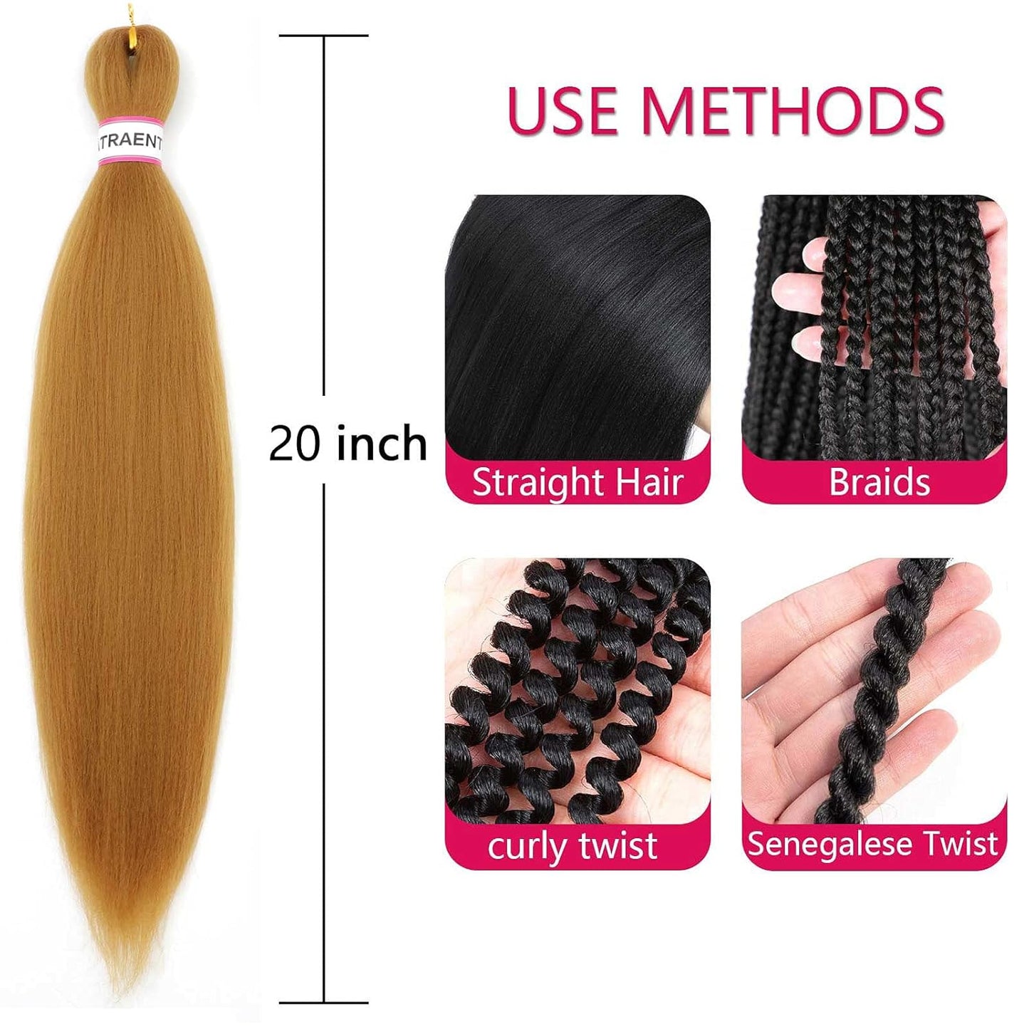 Pre Stretched Braiding Hair 18 Inch 8 Packs Honey Blonde Braiding Hair Long Prestretched Braiding Hair 27# Yaki Texture