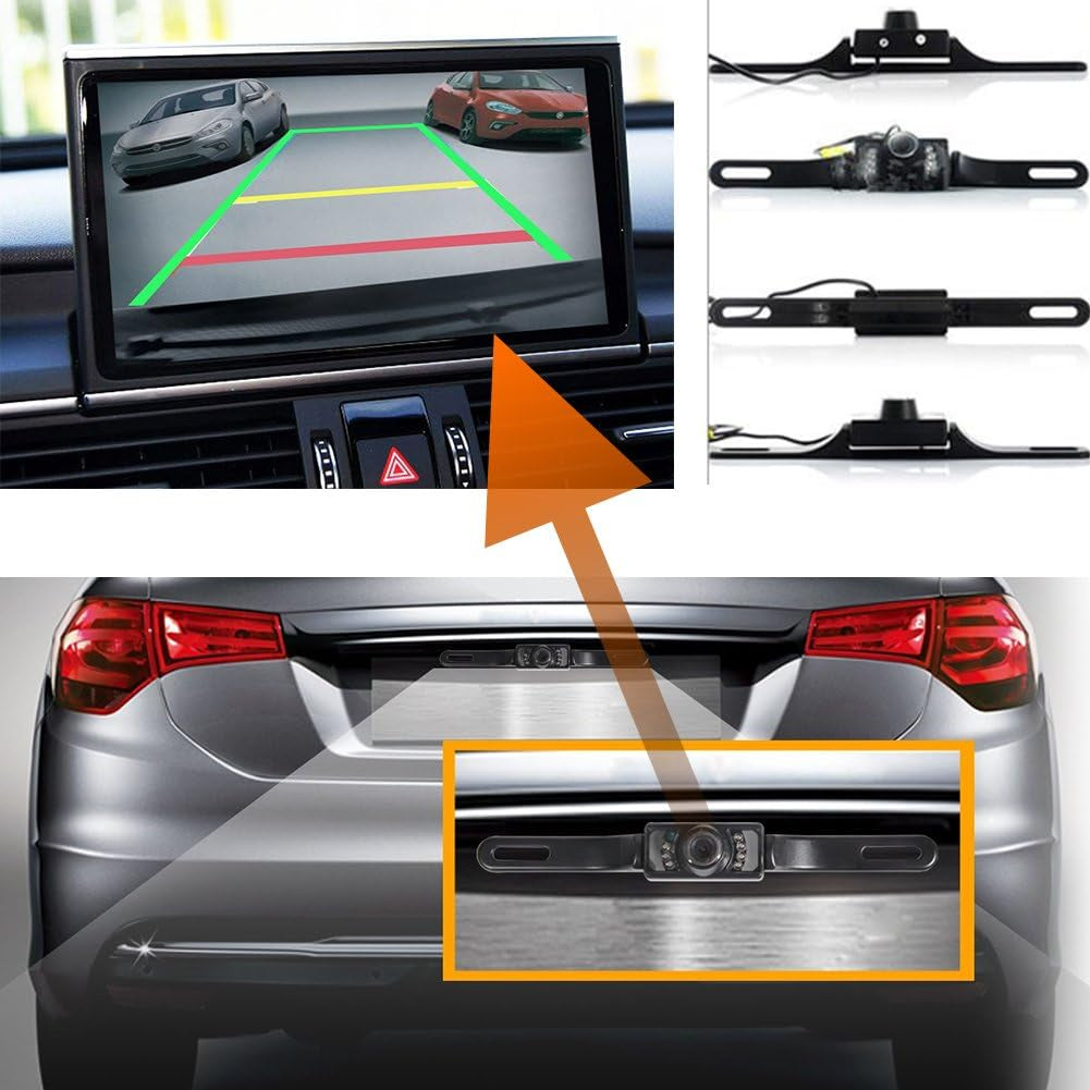 Car Backup Camera Car Rear View Camera,License Plate Reverse Backup Camera Waterproof High Definition 170°Wide Viewing Angle with 7 Infrared Night Vision LED TRUCK DRIVER