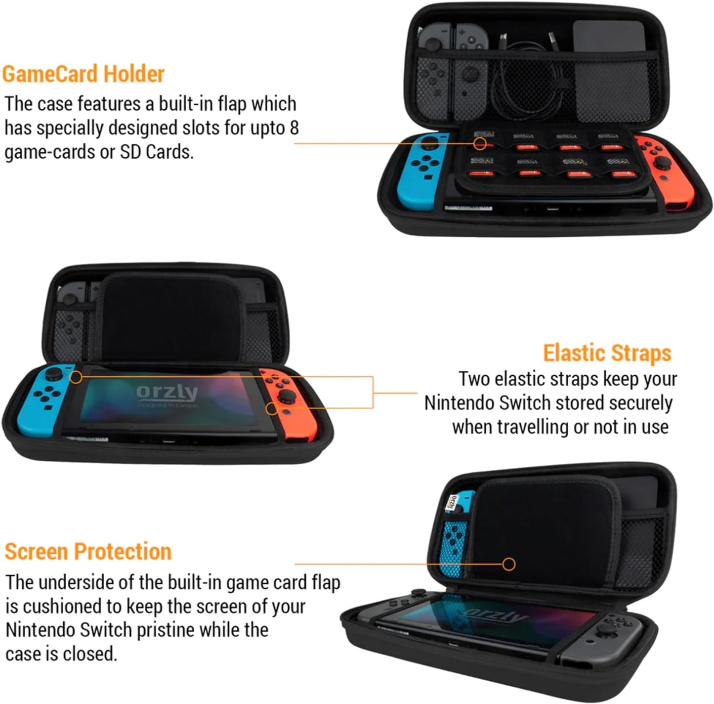 Carry Case Compatible with Nintendo Switch and New Switch OLED Console -Protective Hard Portable Travel Carry Case Shell Pouch with Pockets for Accessories and Games
