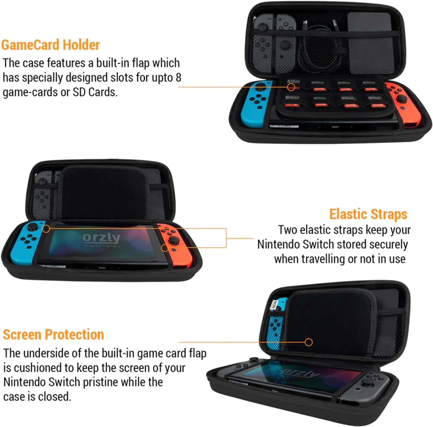 Carry Case Compatible with Nintendo Switch and New Switch OLED Console -Protective Hard Portable Travel Carry Case Shell Pouch with Pockets for Accessories and Games
