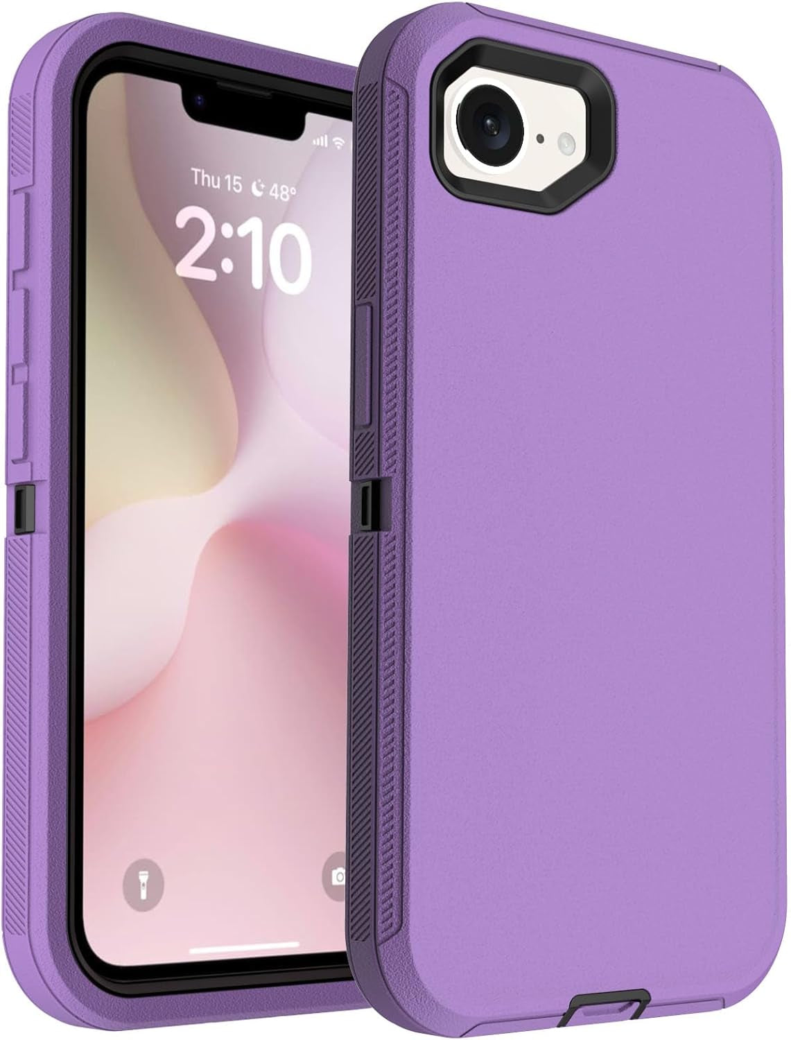 For Iphone16E Case, 16Ft Drop Protection, with Dustproof Port Cover, Full-Body Shockproof Heavy Duty Phone Case for Iphone 16E(2025), Black