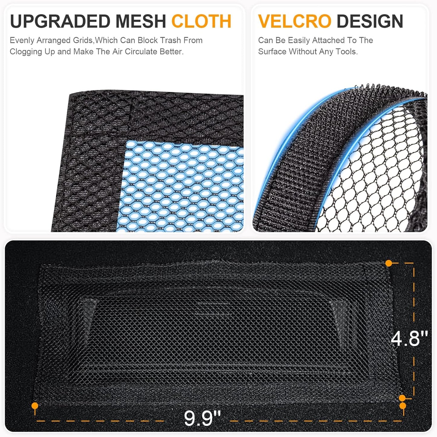 Backseat Air Vent Cover for Tesla Model 3 & Model Y, 2-Pack Rear Seat Air Condition Outlet Protector with Upgraded Mesh Cloth and Velcro, Car Air Vent Accessories for Tesla Model Y / 3