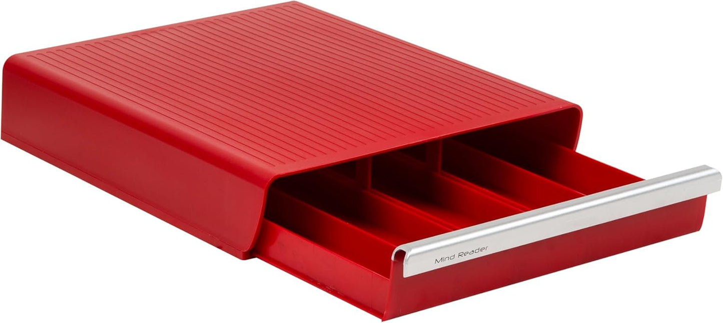 Single Serve Coffee Drawer 30 Pod Capacity, Countertop Organizer, 10.5"L X 12.75"W X 2.5"H, Red