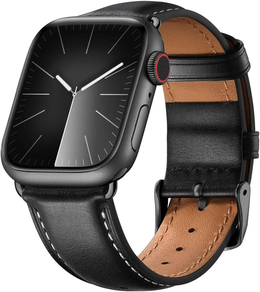 Leather Bands Compatible with Apple Watch Bands 49Mm 46Mm 45Mm 44Mm 42Mm 40Mm for Men Women, Vintage Genuine Leather Wristband Replacement Bands for Iwatch Series 10 9 8 7 6 5 4 3 2 1 SE Ultra2
