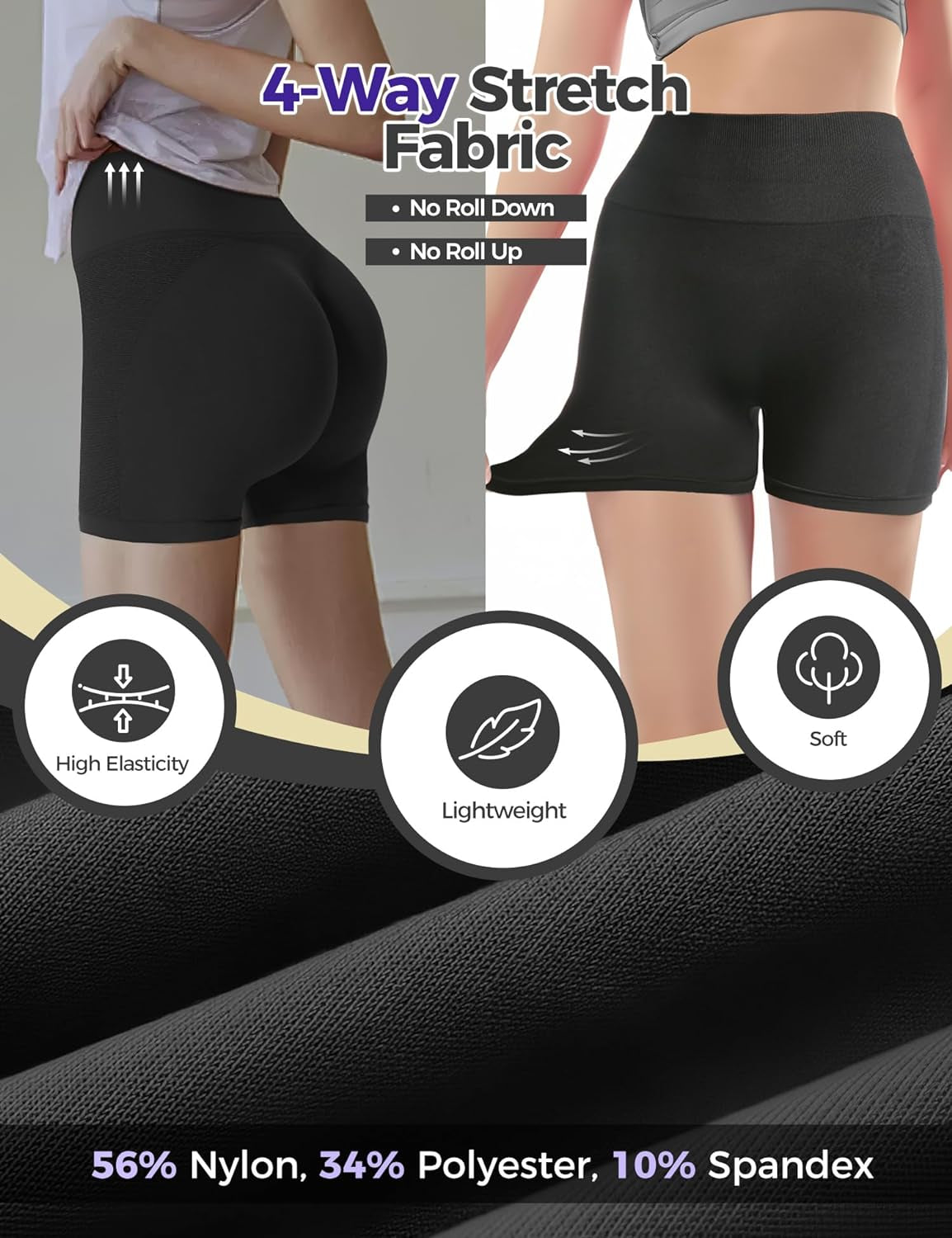 Gym Shorts Women, Seamless Yoga Workout Shorts, High-Waisted Scrunch Butt Booty Lifting Athletic Running Shorts