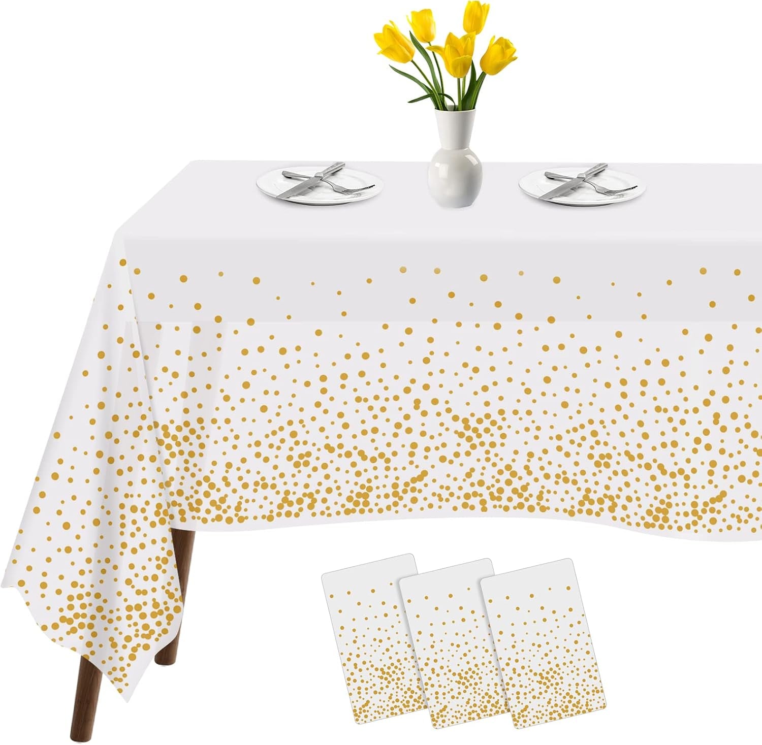 Plastic Tablecloths for Rectangle Tables 3 Pack 54" X 108" Party Table Cloths Disposable for 6 to 8 Foot Tables Indoor or Outdoor Parties Birthdays Weddings Christmas Anniversary Buffet Table
