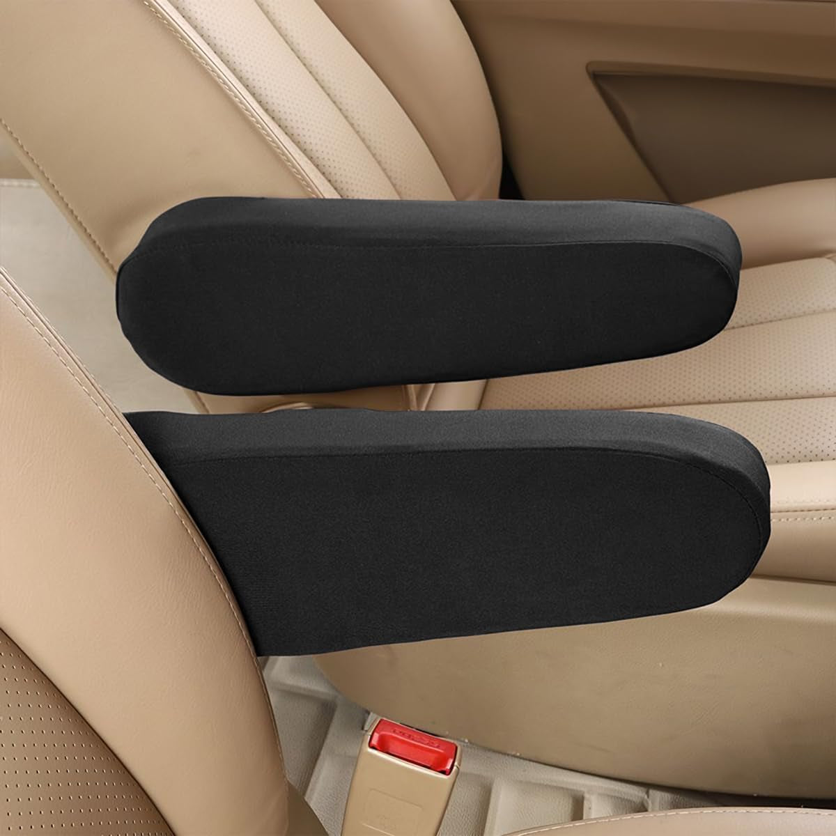 2 Pcs Car Front Seat Armrest Covers, Cloth Fabric Armrest Protectors, Direct Replacement Center Console Lid Armrest Cover Skin, Universal Accessories for Car, SUV, Truck and Van