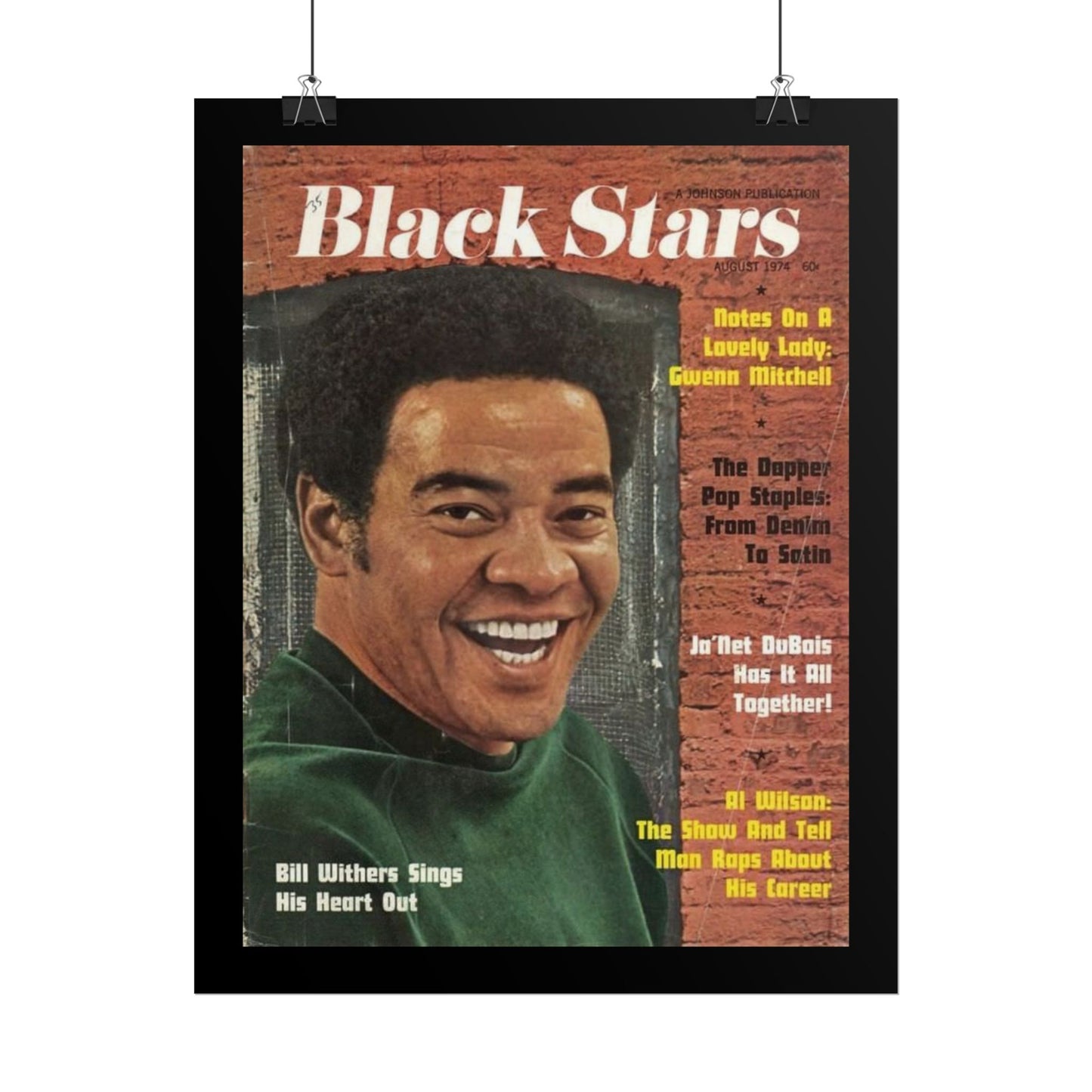 Vintage Music Rolled Posters - Bill Withers, August 1974 Design