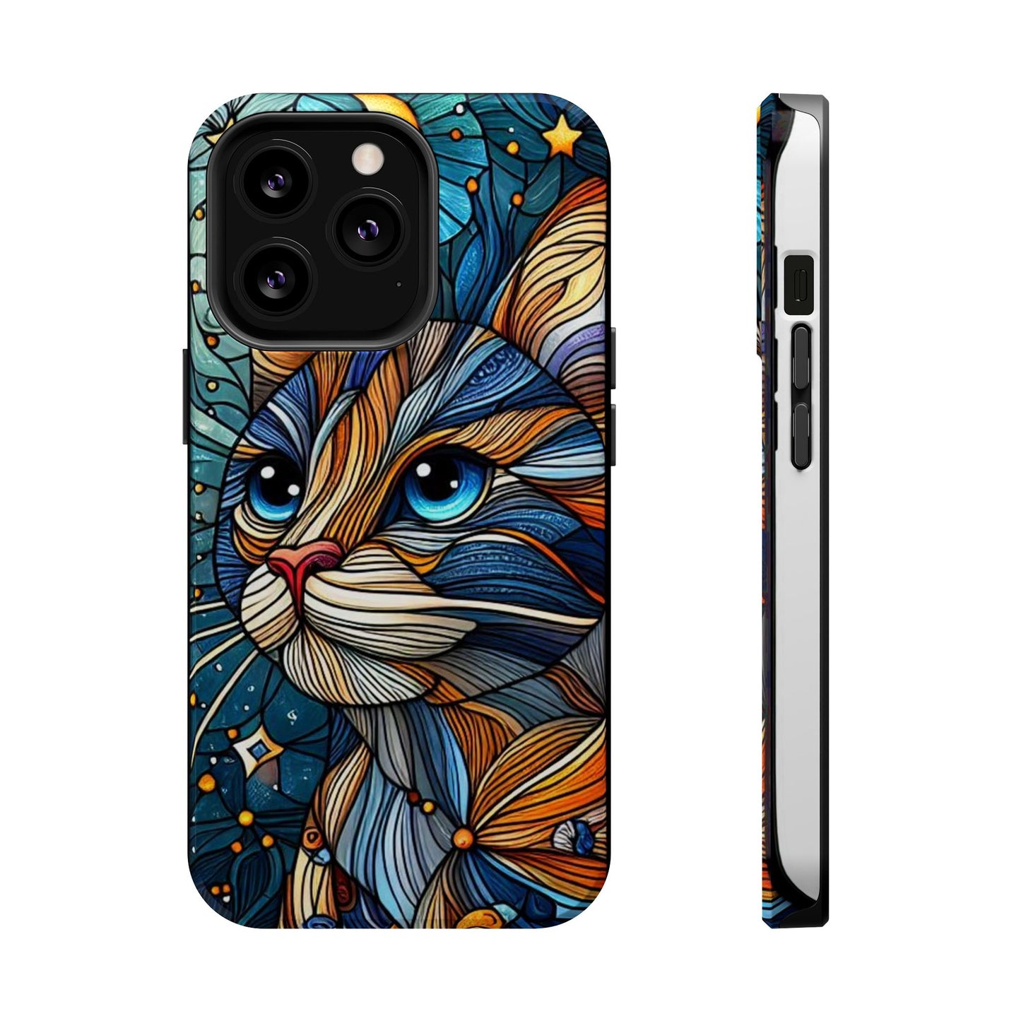 Cat-Stained Glass Magnetic Tough Cases
