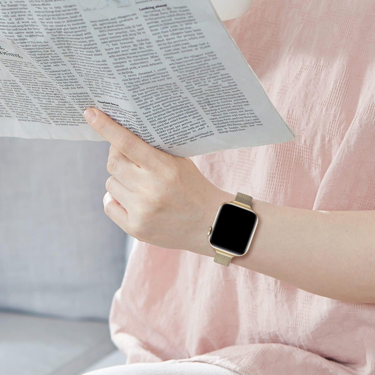Stainless Steel Mesh Loop Magnetic Clasp Bands Compatible with Apple Watch 38Mm 40Mm 41Mm 42Mm 44Mm 45Mm, Slim Thin Replacement Sport Strap Bracelet for Iwatch Series 8/7/6/5/4/3/2/1 SE