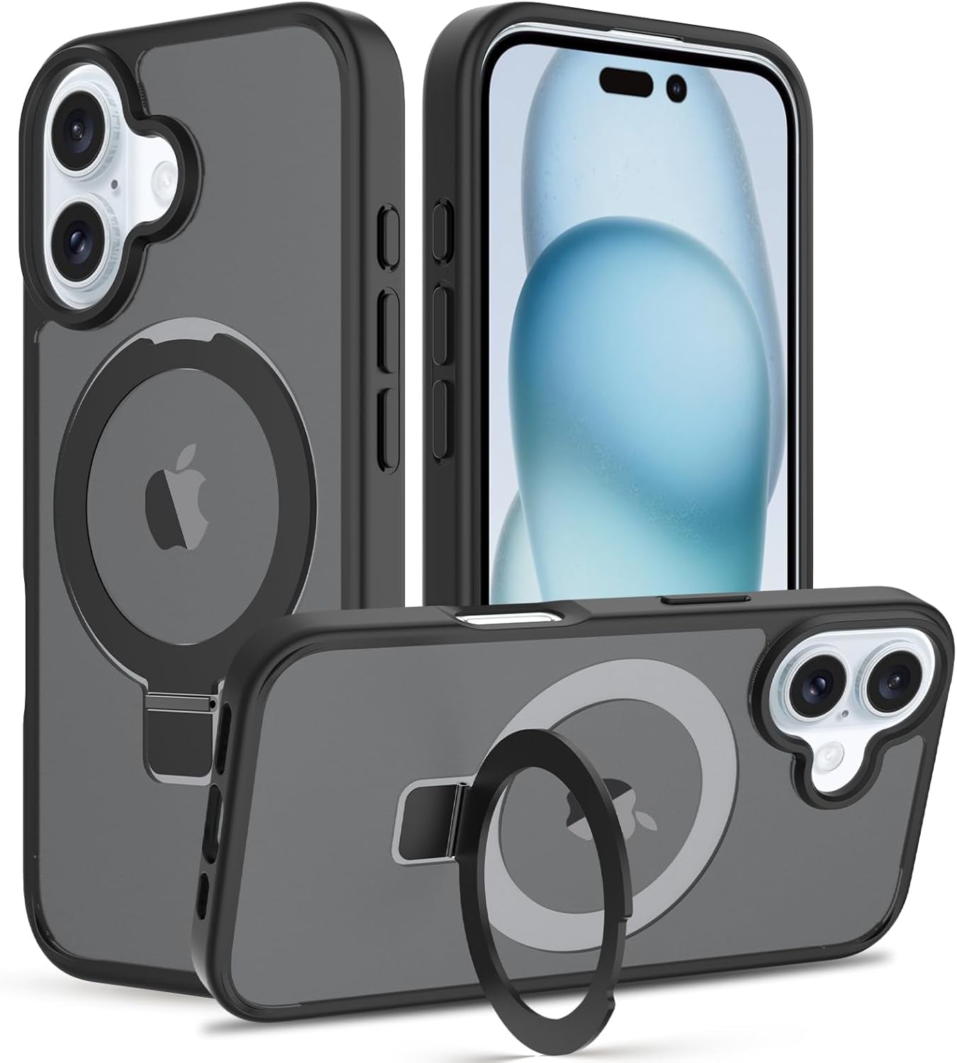 2025 New Magnetic for Iphone 16E Case,Compatible with Magsafe,Military Grade Drop Tested, Shockproof Matte Translucent Hard Back Slim Protective Case.Black Magnetic Circle.