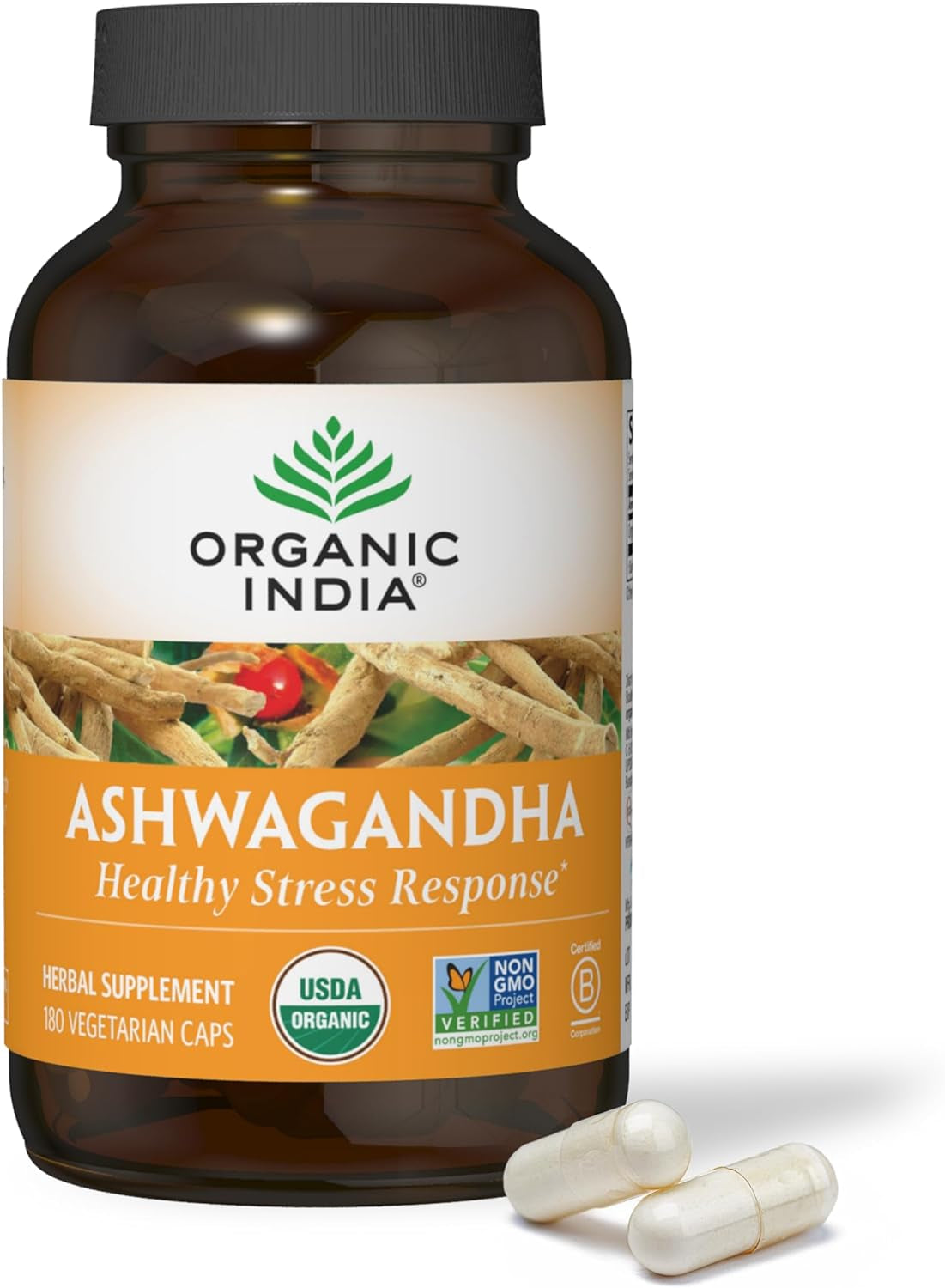 Ashwagandha Capsules - Organic Ashwagandha Supplement - Vegan Ashwagandha Root, Gluten-Free, Kosher, Non-Gmo, Supports Stress Relief, Energy, and Sleep - 90 Capsules TLBH