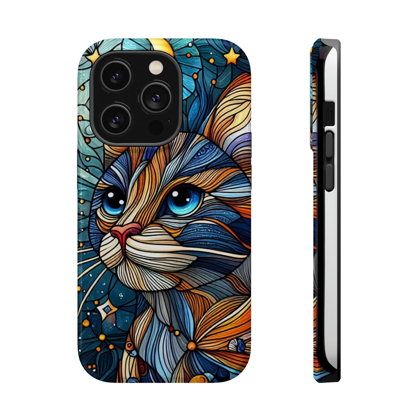 Cat-Stained Glass Magnetic Tough Cases