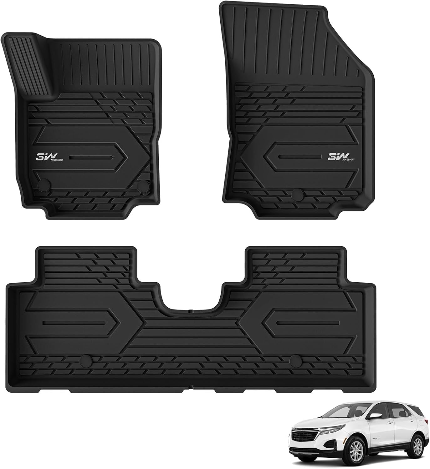 Floor Mats Fit for 2019-2024 2025 Chevy Silverado/Gmc Sierra Denali 1500 & 2020-2024 2025 GMC Sierra 2500/3500 HD Crew Cab TPE All Weather Floor Liner, Fit for 2Nd Row with Factory Carpeted Storage