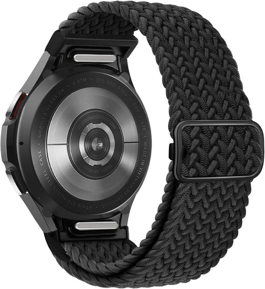 One Click No Gap Braided Bands Compatible with Samsung Galaxy Watch 7 6 4 5 FE Band 40Mm 44Mm/Galaxy Watch 6 4 Classic 47Mm 43Mm 42Mm 46Mm/Watch 5 Pro 45Mm, 20Mm Elastic Nylon Sport Straps Men Women