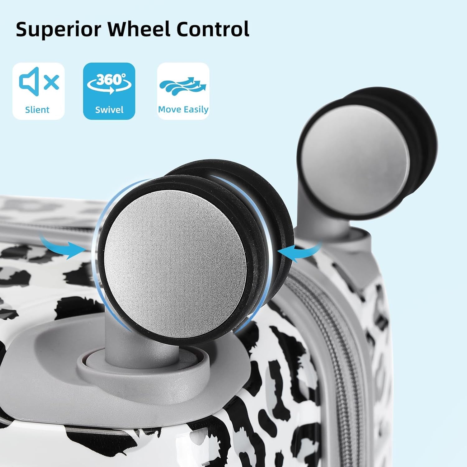 Luggage Sets 3 Piece, Hardside 20 in Carry on Luggage Airline Approved PC+ABS Suitcase Set with Spinner Wheels TSA Lock, Lightweight Rolling Suitcase for Men and Women, Leopard