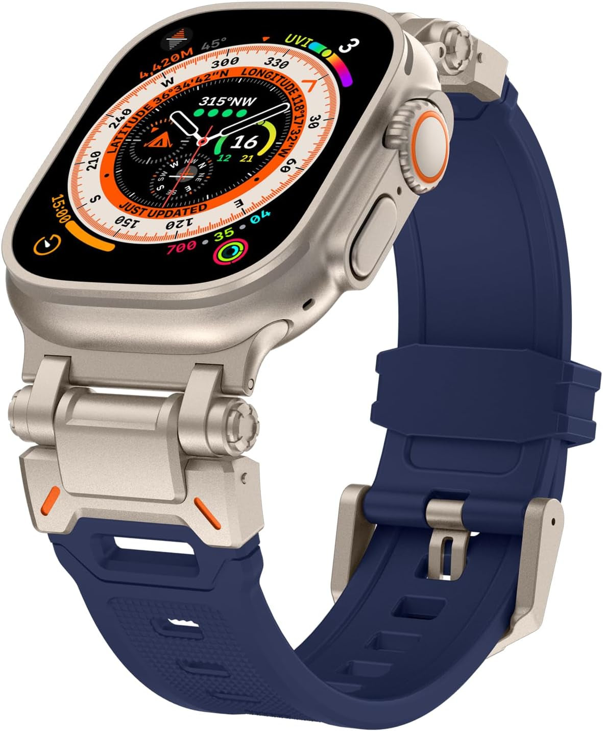 Band for Apple Watch Ultra/Ultra 2 Band 49Mm, Men Silicone Rubber Strap for Iwatch Series 10 46Mm, 9/8/7 45Mm, 6/5/4/SE 44Mm, 3/2/1 42Mm Rugged TPU Wristband
