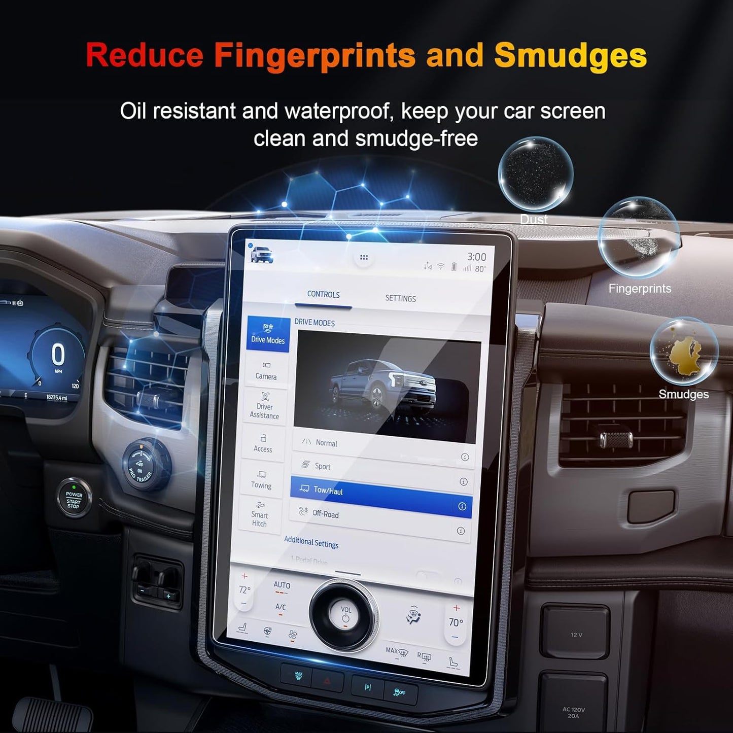 2024 F150 Lightning Screen Protector for 2022-2024 Ford F-150 Lightning Platinum/Lariat/Flash SYNC 4A 15.5In Electric Truck Accessories Tempered Glass Protective Film TRUCK DRIVER