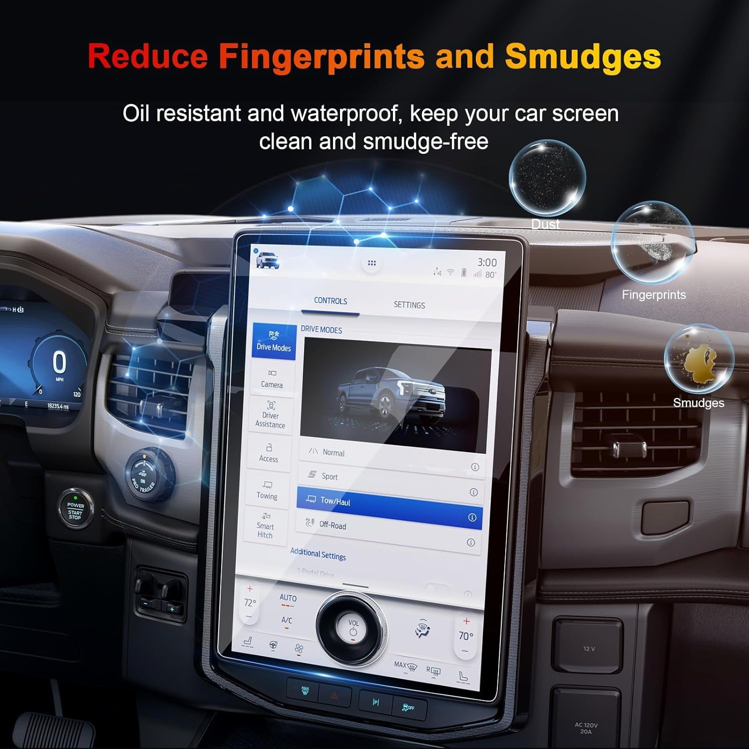 2024 F150 Lightning Screen Protector for 2022-2024 Ford F-150 Lightning Platinum/Lariat/Flash SYNC 4A 15.5In Electric Truck Accessories Tempered Glass Protective Film TRUCK DRIVER