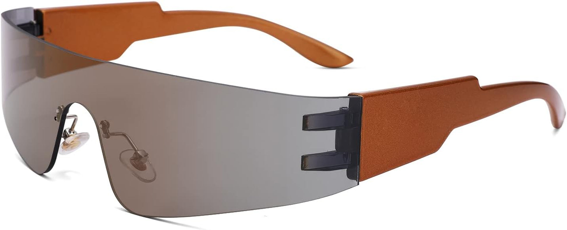 Wrap around Sunglasses for Women Men Trendy Rimless Futuristic Shades Y2K Shield Flat Top Fashion Eyeglasses